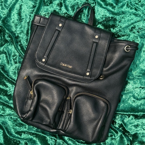Calvin Klein Handbags - Calvin Klein Black Leather Backpack